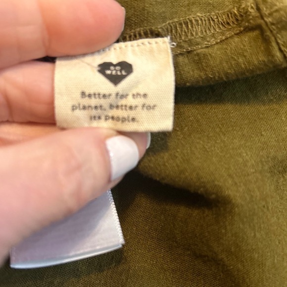 Madewell Tiered sz 16 Square neck Puff Midi Dress Quilted Hemp Olive Green NH112 - Picture 10 of 11